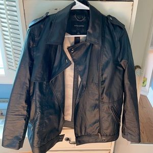 Black, Banana Republic “leather” jacket